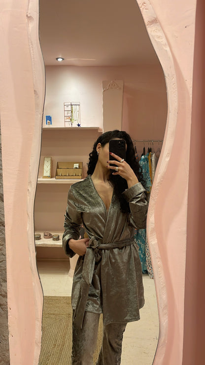 Alexia Silver Velvet Kimono