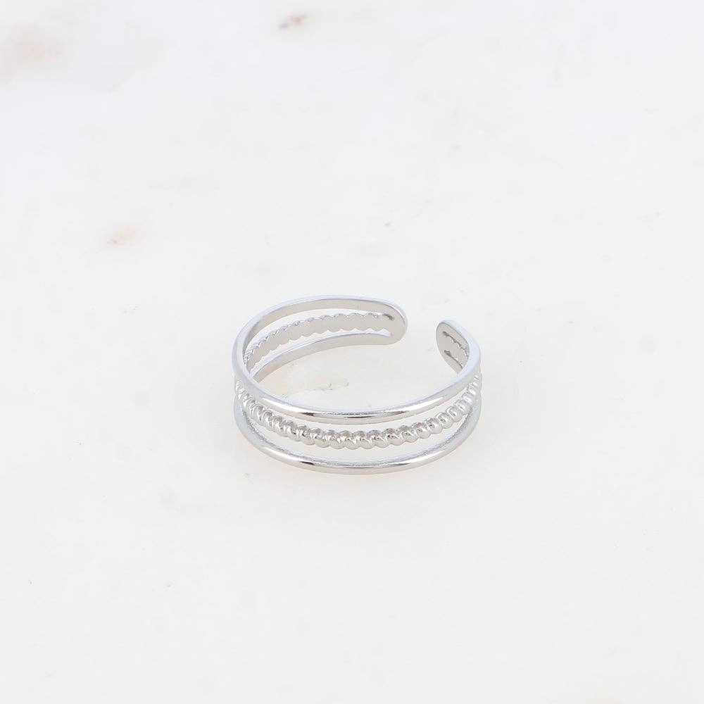 Ring - 3 bands, smooth and twisted: Gold