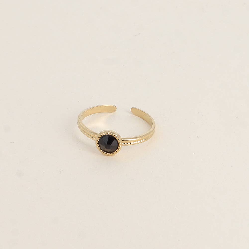 Ring - adorned with Swarovski® crystals: Gold / Dark Grey