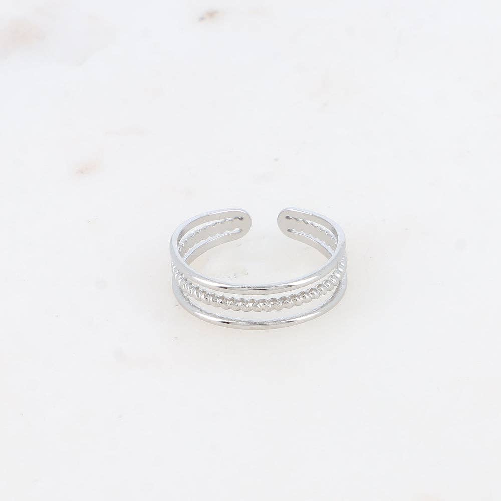 Ring - 3 bands, smooth and twisted: Gold