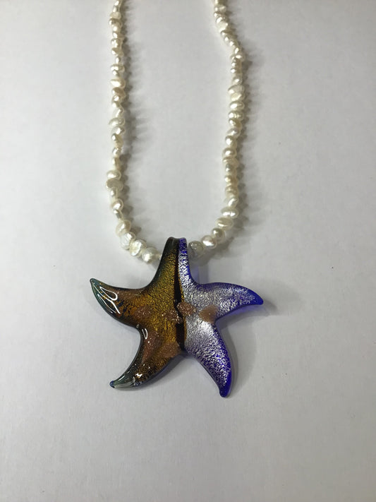 Starfish blue necklace