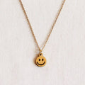 Stainless steel fine chain with smiley - gold