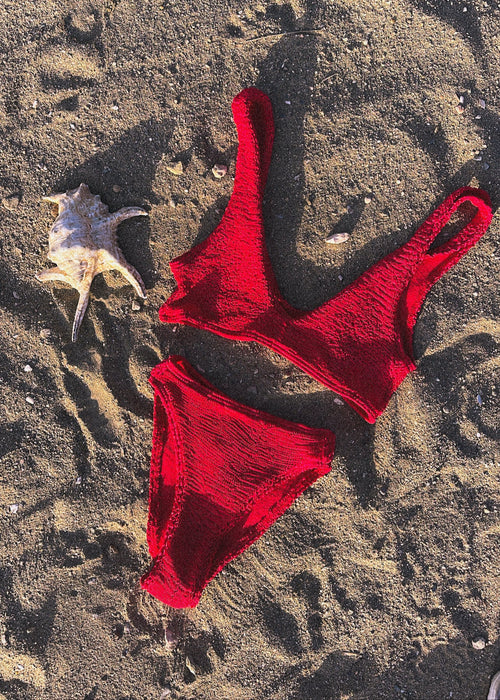 Coraline Crinkle Bikini Set - Red (pre-order)
