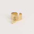 Ring - brushed band and heart charm: Gold