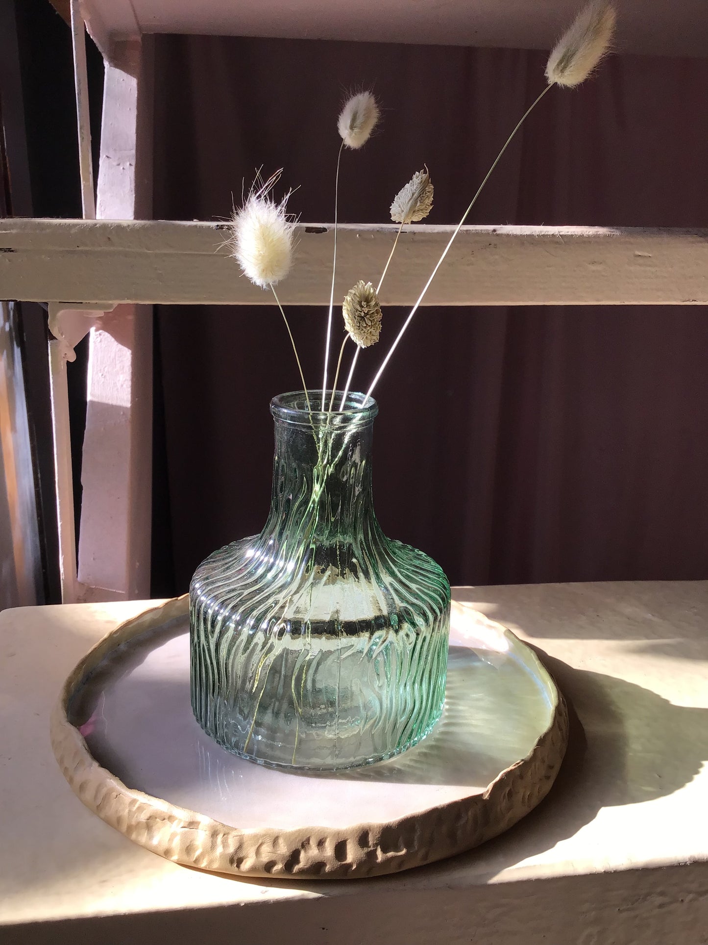 Textured Green Glass Elegance Vase