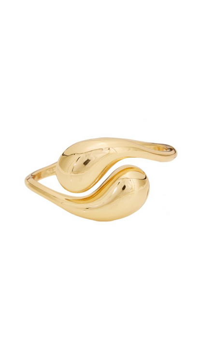 Gold Metal Cuff Bracelet with Double Teardrop Design
