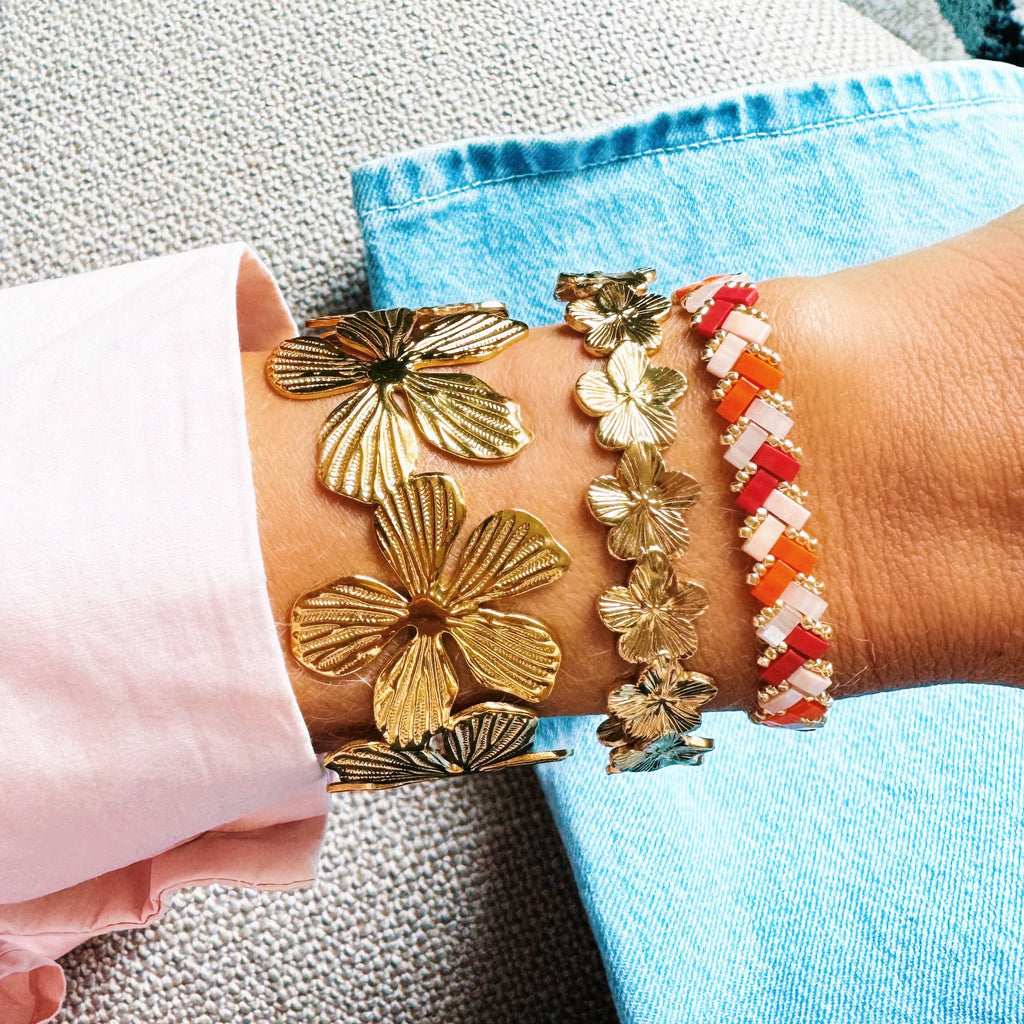 Bangle XL flowers - gold