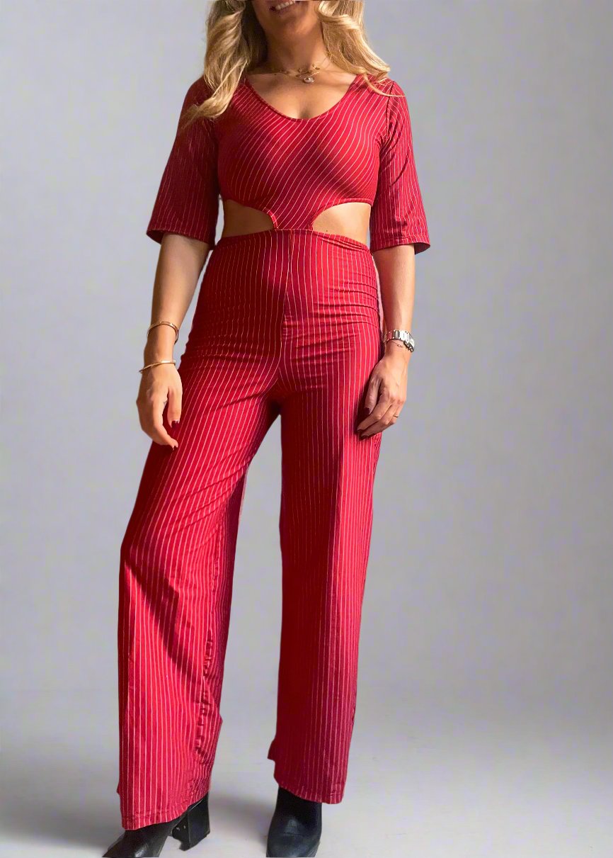 Striped Mona Cutout Jumpsuit