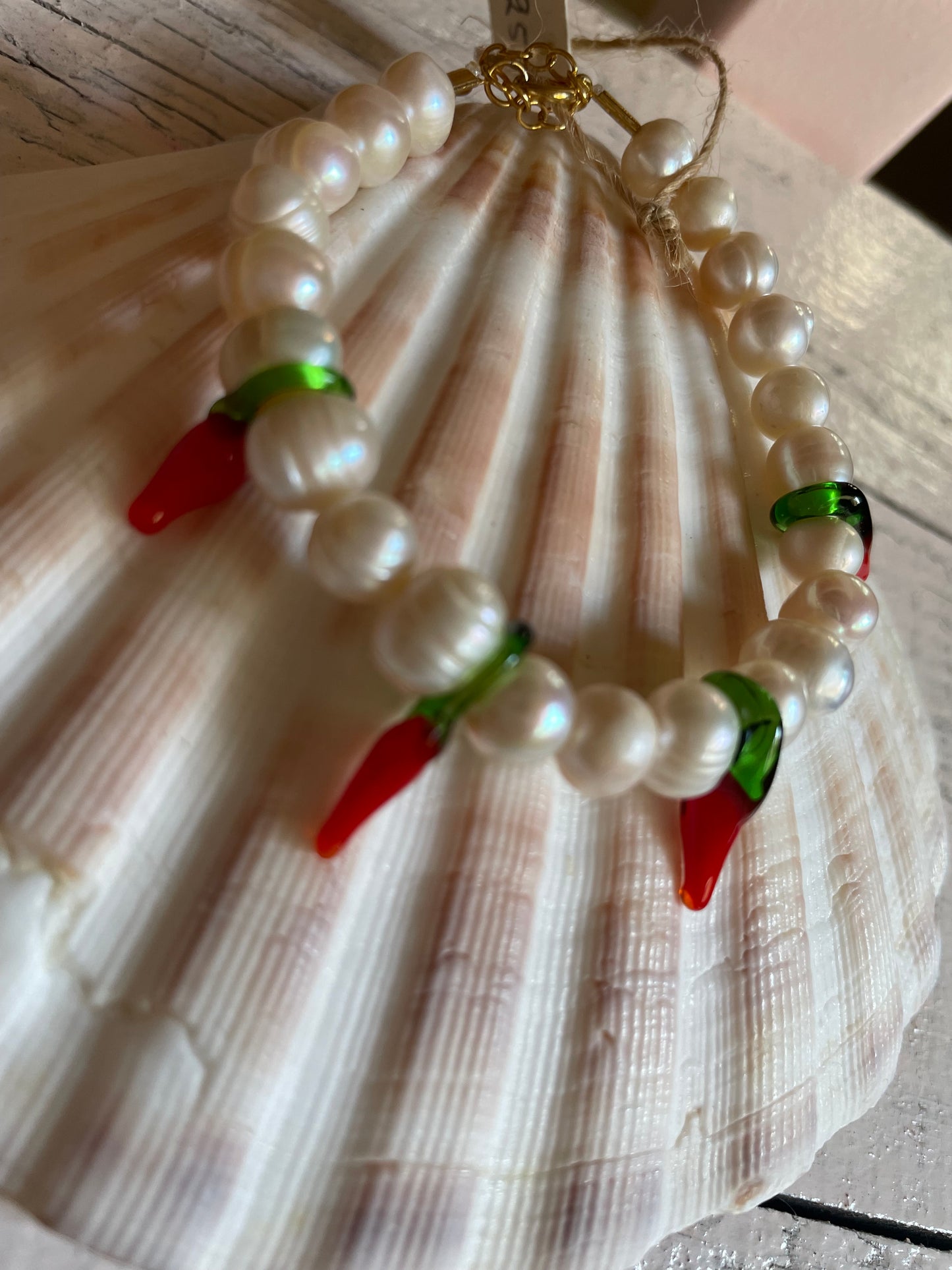 Handmade Pearl Beaded Pendant Bracelet