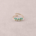 Virel Ring - round natural stones and beads: Gold / Green Agate
