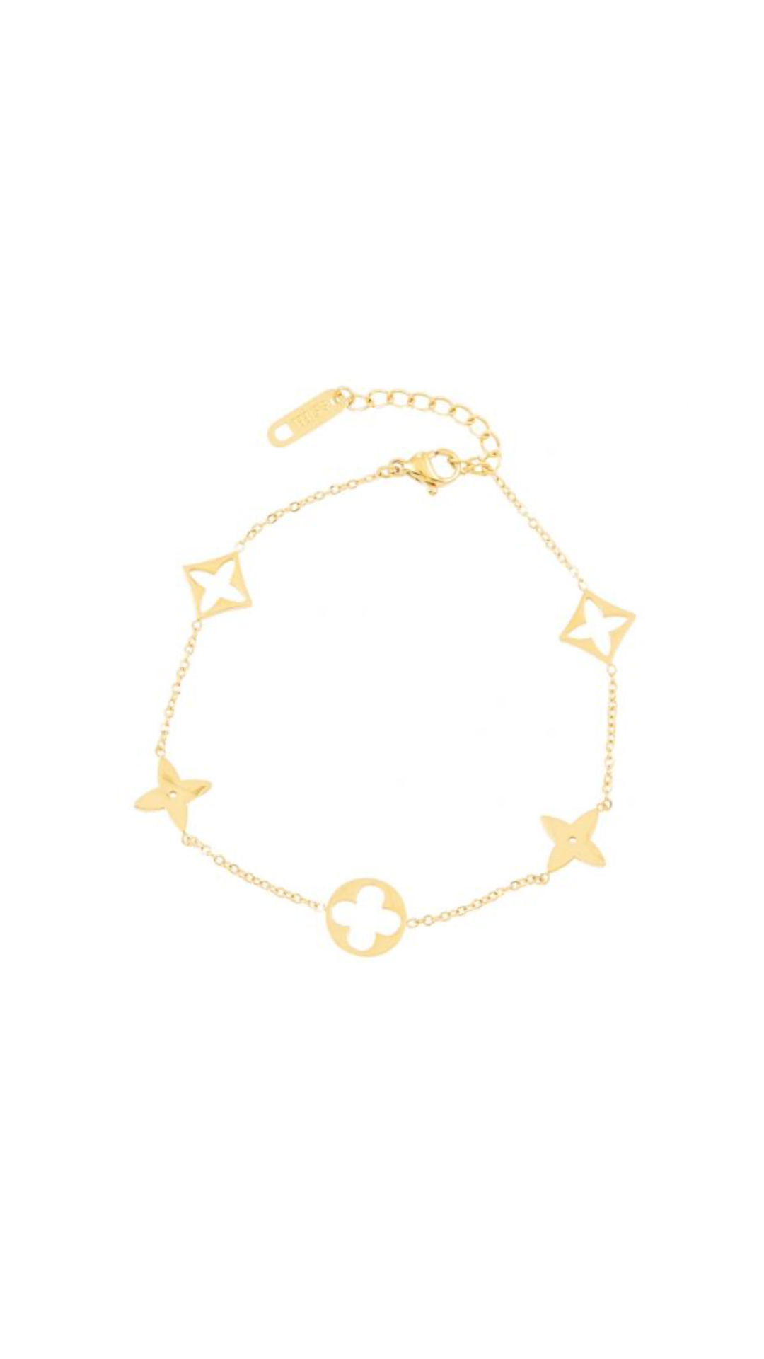 Gold Stainless Steel Bracelet with Mixed Cross Charms