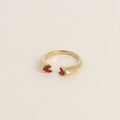 Ring - two flat enamel hearts: Gold / Red