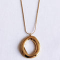 Delicate snake necklace with oval statement pendant