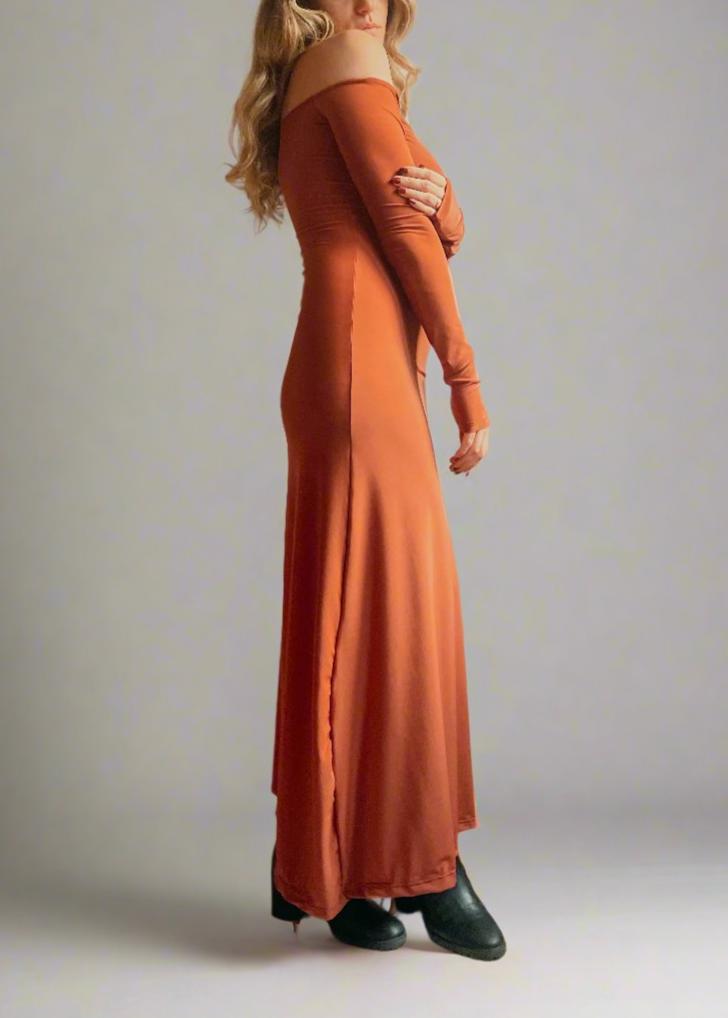 Caramel One Shoulder Dress