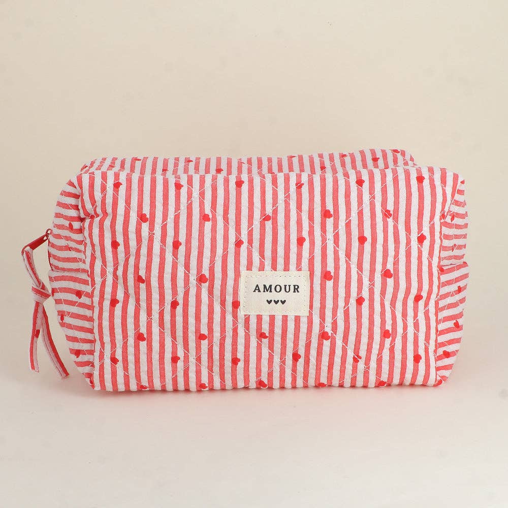Large pouch - cotton/polyester - 23 x 12 x 14 cm: Coeur Blanc