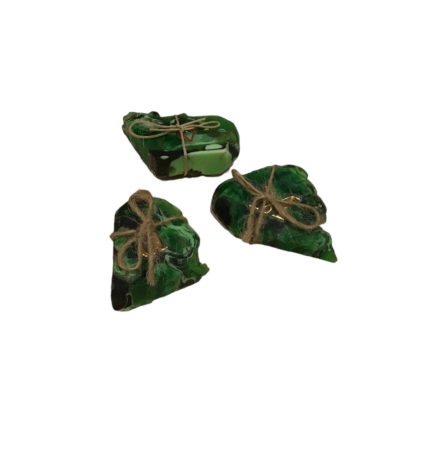 Set of 3 Malachite Bliss Glycerin Soaps with Aloe Vera, Black Clay, and Confectionery Colors