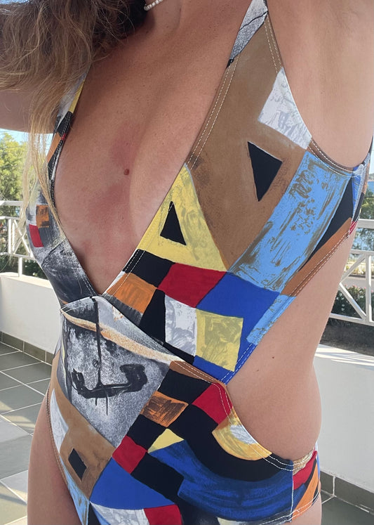 Picasso Cutout One-Piece Swimsuit / Bodysuit