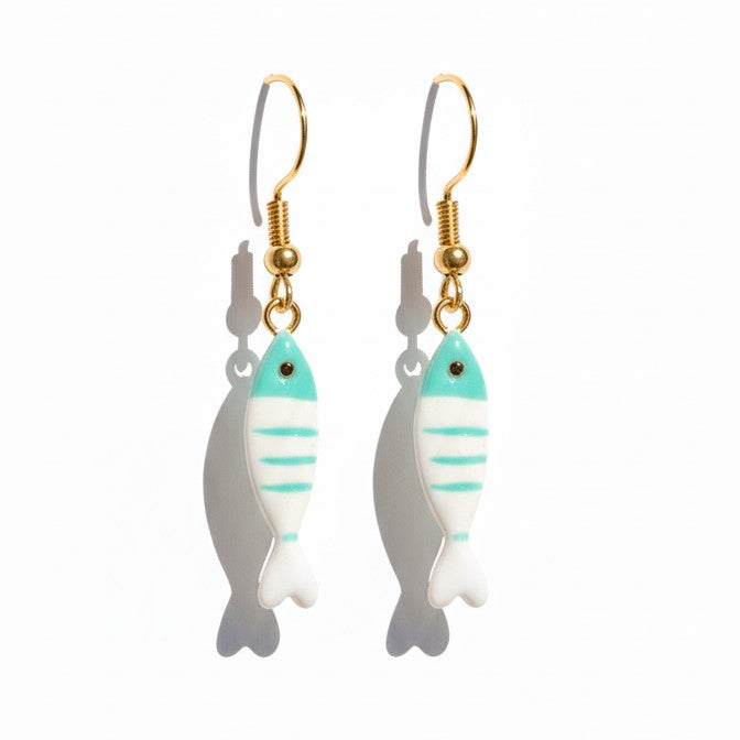 Psari — Resin Fish Drop Earrings with Gold-Tone Hooks