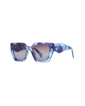 CLAIRE — Blue Marble Angular Square Sunglasses with Grey Lenses