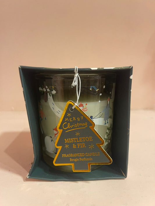 Mistletoe & fir Scented Candle in Glass & Festive Gift Box