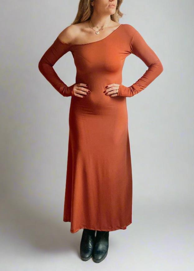 Caramel One Shoulder Dress