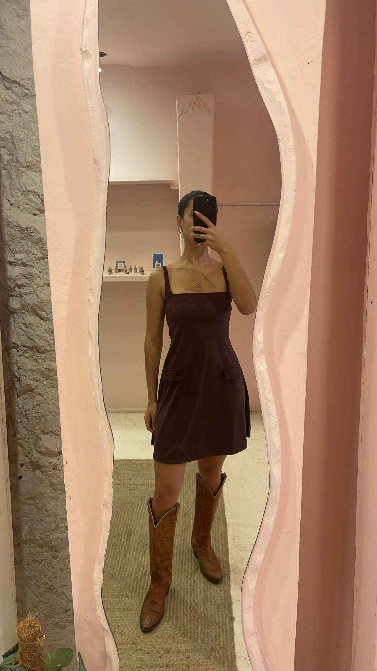 Suede Cordelia Mini Dress Chocolate