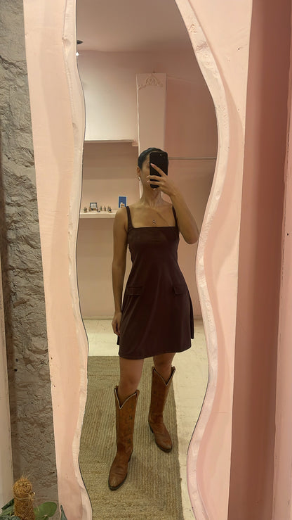 Suede Cordelia Mini Dress Chocolate