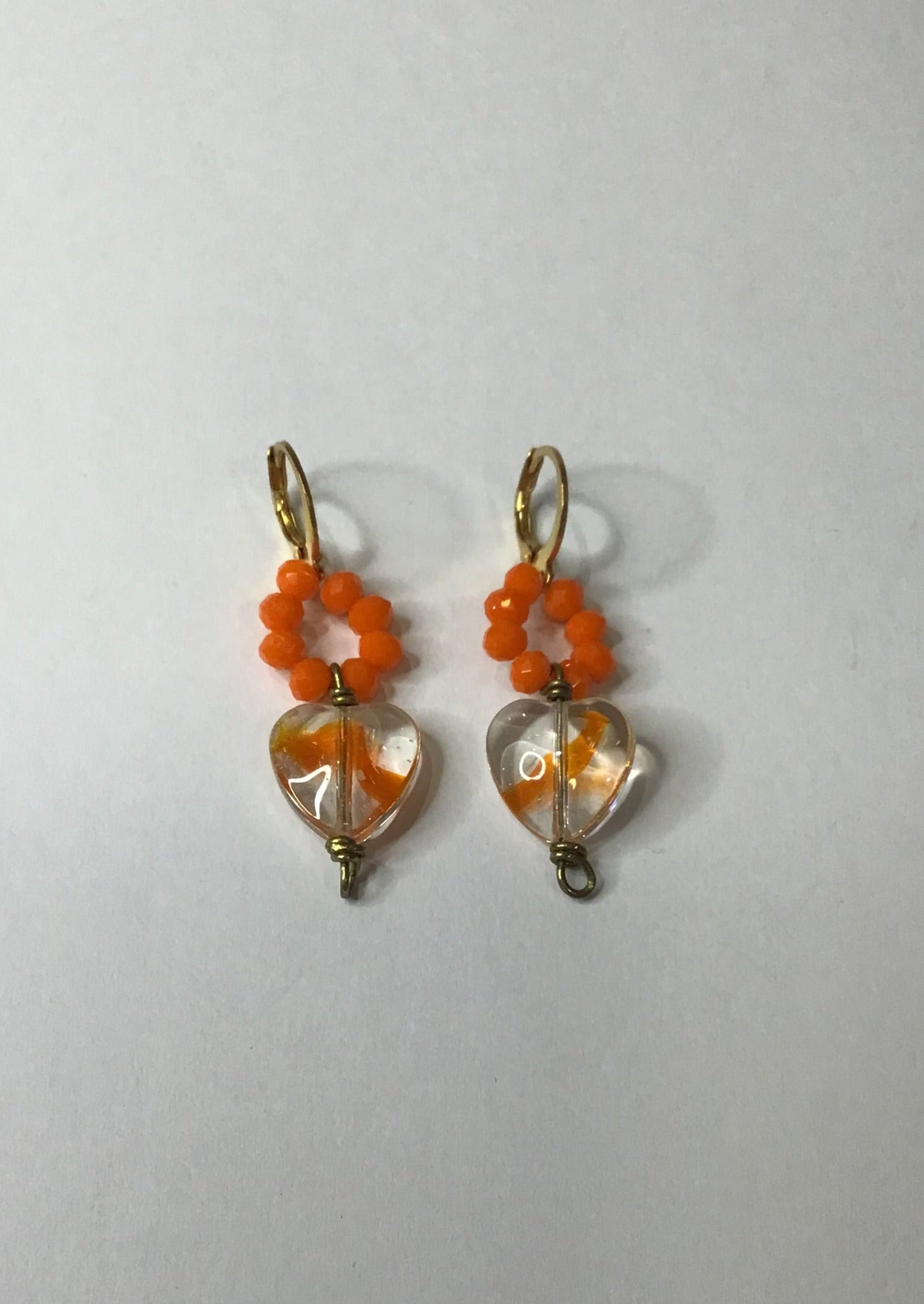 Orange Heart Earrings