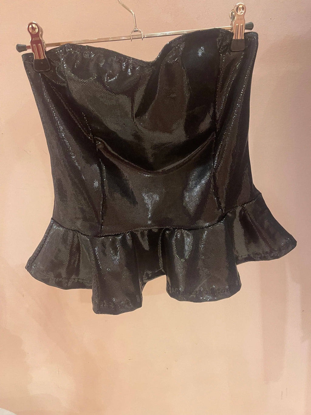 Black Shiny Ruffled Corset