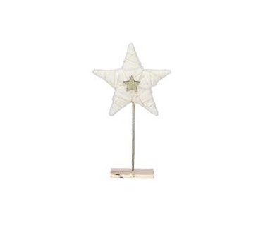 White Wool Star on Stand 30cm