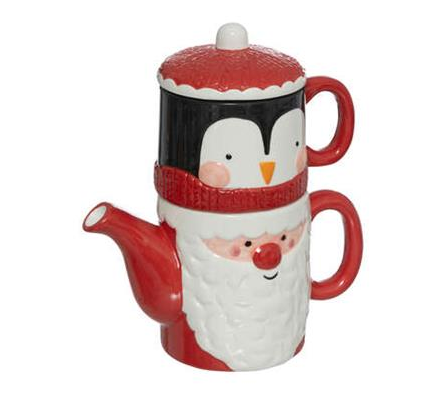 Ceramic Teapot with Cup - Santa Penguin 16x8.9x21cm