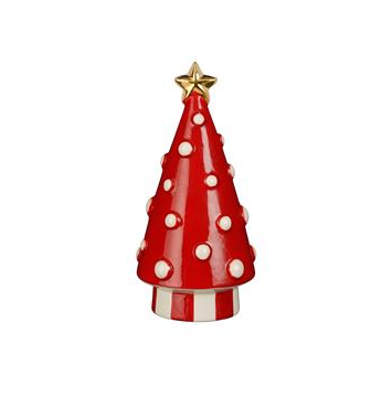 Red Ceramic Christmas Tree 9cm Diameter, H18.5cm