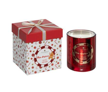 Red Glass Candle in Box 8cm Diameter, H10cm