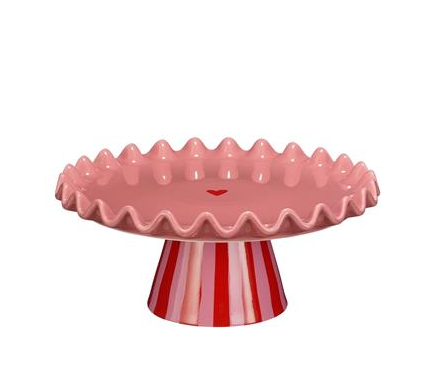 Pink Red Serving Platter with Pedestal 30cm Diameter, H12.5cm