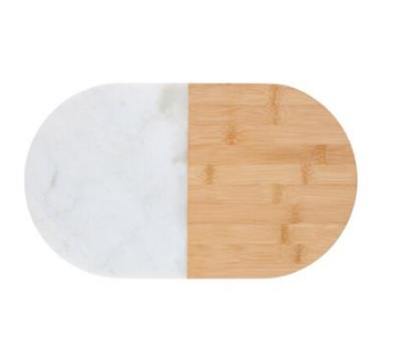 Oval Serving Platter Bamboo with Marble 37x22cm