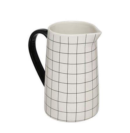 STONEWARE Pitcher Checkered/Black Handle 1L 17x11.4H18.7cm