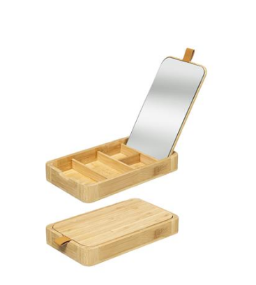 Bamboo Jewelry Box with Mirror 24x14x3.2cm