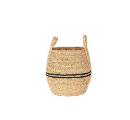 Natural Woven Basket 23cm Diameter, H25/34cm