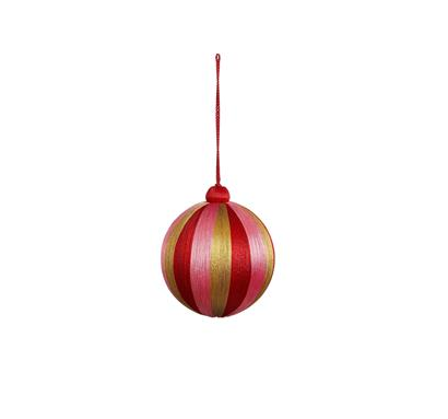 Plastic Ball with Red, Gold, and Pink Stripes Ø10cm