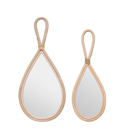 Teardrop Bamboo Mirrors Set of 2 (15x37 + 18.5x45 cm)