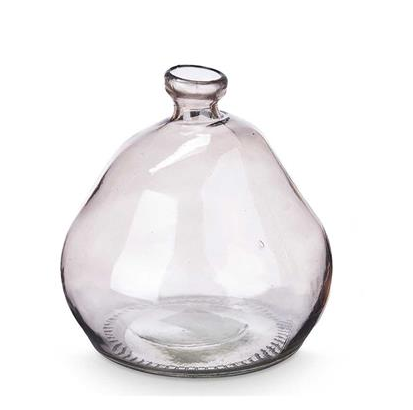 Gray Glass Vase with Narrow Opening, Φ17xH18 cm