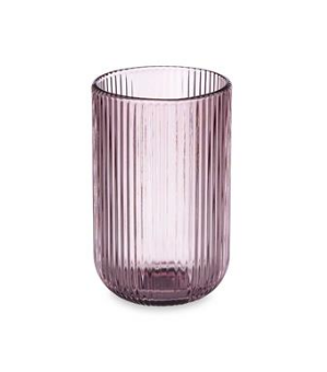 Striped Pink Glass Water Glass 430ml / 7.9x12.8 cm