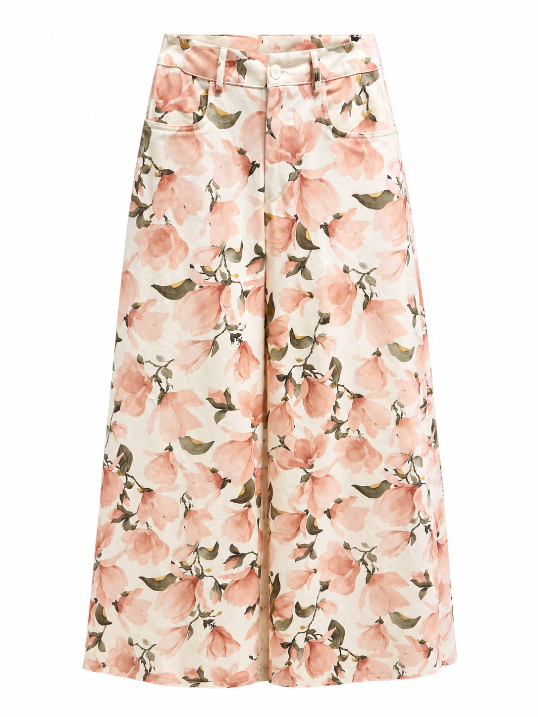 Floral Watercolour Wide-Leg Jeans