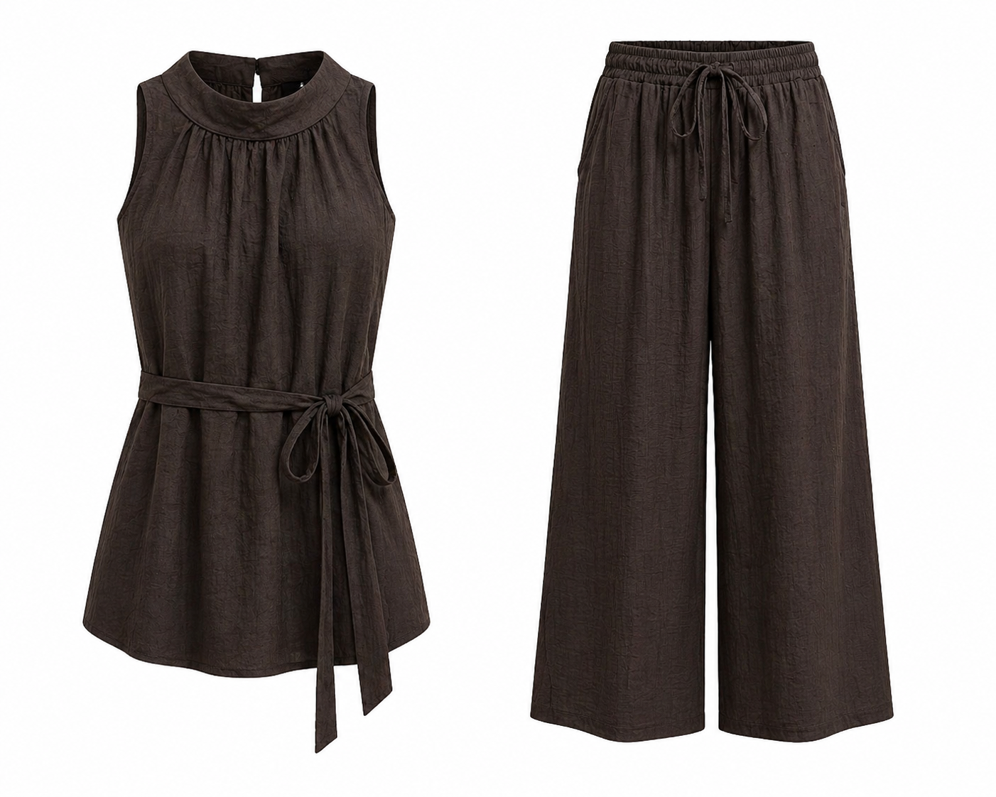 Chocolate Brown Sleeveless Top & Palazzo Pants Set