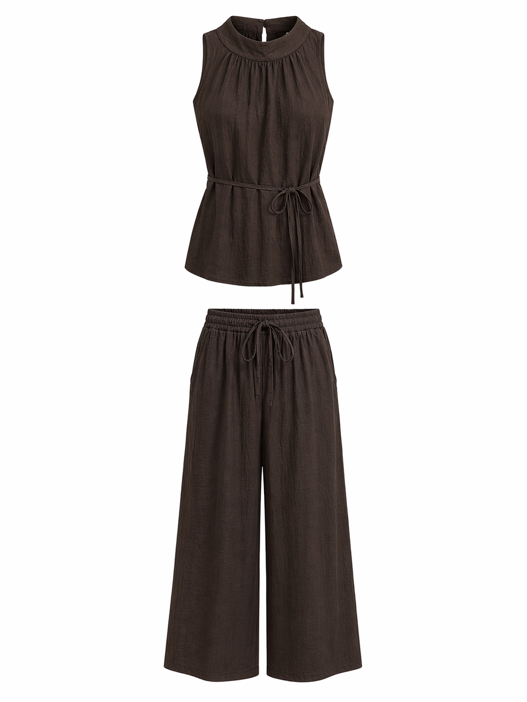 Chocolate Brown Sleeveless Top & Palazzo Pants Set