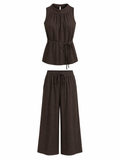 Chocolate Brown Sleeveless Top & Palazzo Pants Set