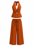 Rust & Orange-Brown Co-ord Set | Top & Trousers