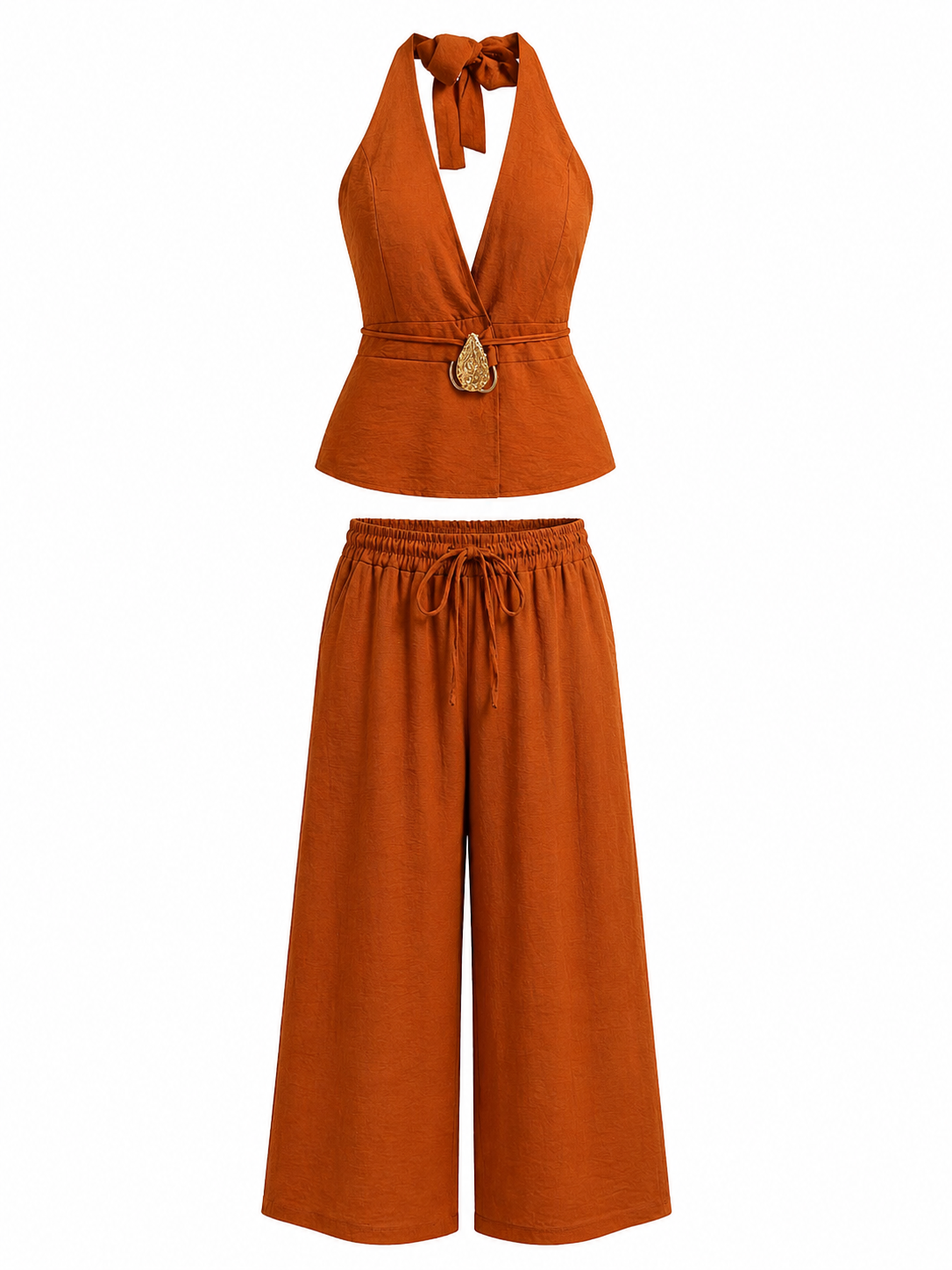 Rust & Orange-Brown Co-ord Set | Top & Trousers