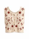 Boho Crochet Vest with Floral Embroidery