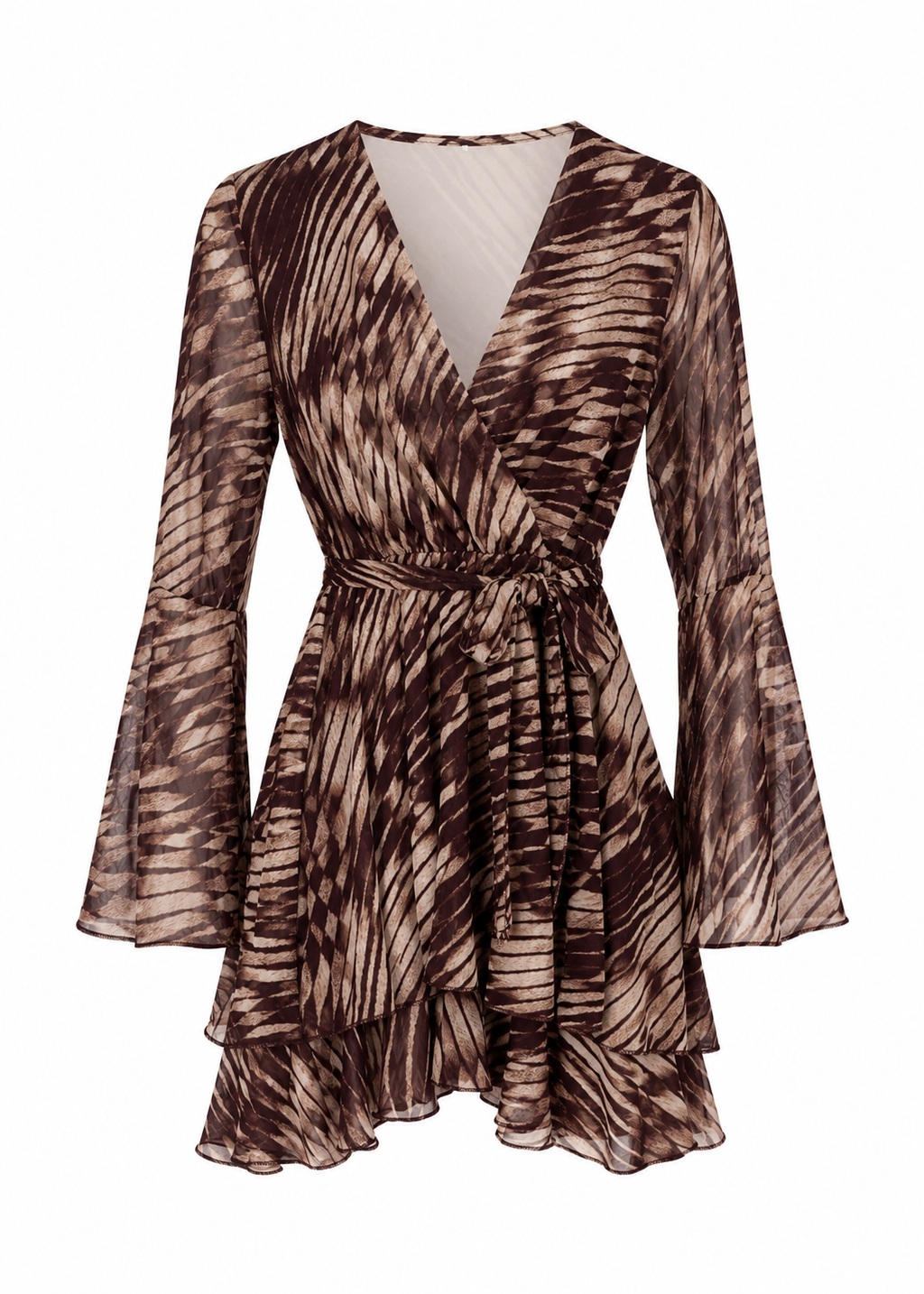 Abstract Zebra Print Wrap Dress